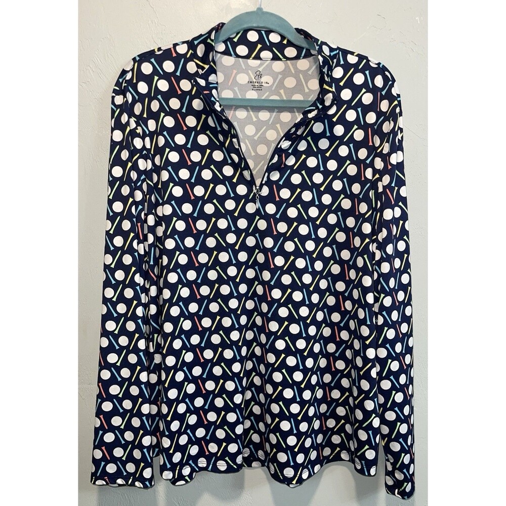 Golf Pullover Shirt Womens XL Navy Ball Tee Quarter Zip Stretch Athletic Top